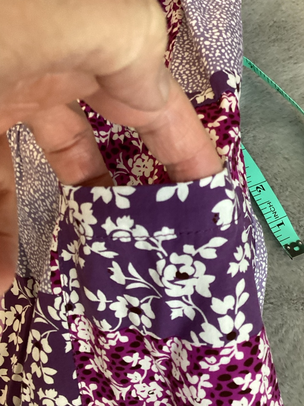 Purple Patchwork Floral Sleeveless Swing Dress - Picture 6 of 7